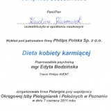 Certyfikat - dieta kobiety karmiącej